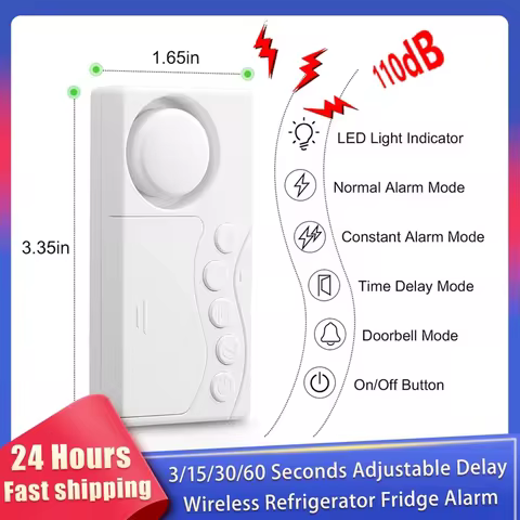 New Freezer Door Alarm with Delay 3/15/30/60 Seconds Adjustable Delay Refrigerator Alarm Wireless Do