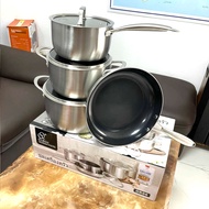 Bộ 3 nồi chống dính Blackcube và chảo chống dính Ceramic 26cm Orkin Thái Lan OR06 Inox 304 đúc liên