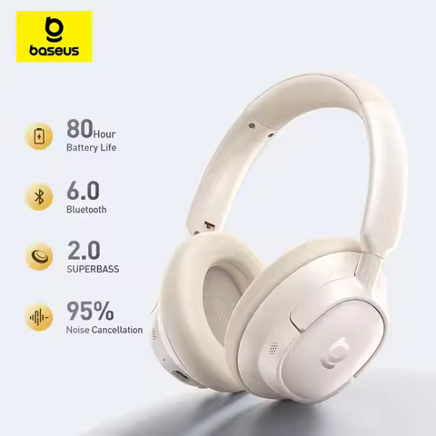 Baseus ANC Wireless Headphones 80H Over Ear Earphones 95% Noise Cancelling Headsets Headphone Blueto