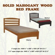 HILARIO Mahogany Solid Wooden Single / Super Single Bed Frame In Cherry &amp; Walnut Color