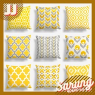 ABSTRACT PRINT SOFA CUSHION COVER YELLOW WHITE YELLOW SERIES 40X40 CM