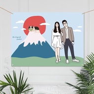 似顏繪 富士山 掛布 客製化