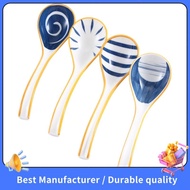 【NEW】Ceramics Soup Spoons Set of Japanese Soup Spoon Long Handle Soup Spoons for Pho Ramen Noodles W