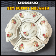 Set Buffet Melamine 5 dalam 1 Set Melamin Party Hidangan Set Buffet Set/Buffet Bekas bulat