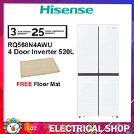 Hisense 4 Door Inverter 520L Fridge RQ568N4AWU Refrigerator (White) Peti Sejuk (FREE Floor Mat)