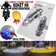 CAHAYA MOTORCYCLE HEADLIGHT SUPER BRIGHT LASER EYESDEVIL H6 SOCKET WHITE YELLOW LIGHT MOTORCYCLE HEA
