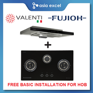 FUJIOH FR-MS1990R 90CM SLIMLINE HOOD + VALENTI VC830G 3 BURNER GLASS GAS HOB