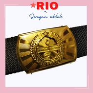 Sabuk PRAMUKA kuningan pembina putra motip polos garis