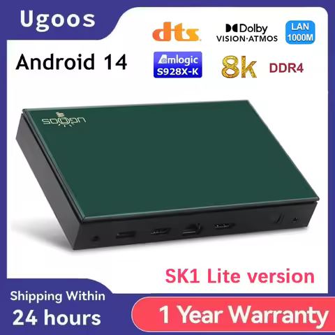 Ugoos SK1 Lite Smart TV Box Android 14 Amlogic S928X-K 4GB 64GB WIFI 6 BT5.2 1000M Set Top Box Dolby