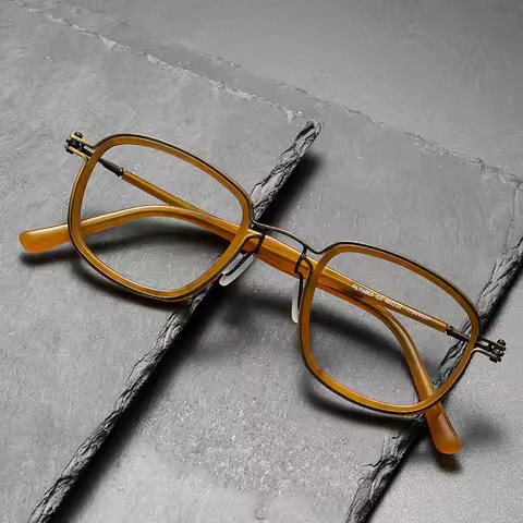 Luxury Brand Handmade Men's Vintage Acetate Tavat Square Frame Eyeglasses Women Large Optical Myopia