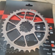 Chainring evosid sram gxp 3bolt full cnc alloy 7075 available in black and titanium 34t 36t 38t