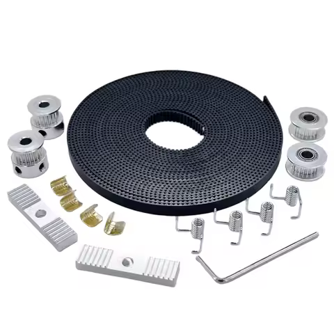 20PCS DIY Kit 2pcs 20 Tooth Pulley 5m 6MM GT2 Timing Belt 2pc Fixing Pieces 4pc Copper Buckle 1pc Wr