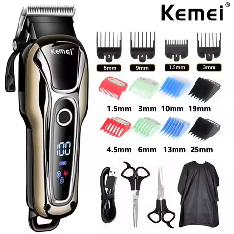 Kemei 1990 New Hair Clipper Professional Hair Clipper Men's Hair Clipper Electric Trimmer LCD Displa