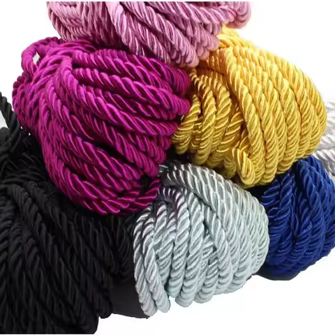 5/10M Silk Rope 3-Ply Braided Cord 5mm Twisted Cord Rope Polyester Twisted Cord Trim Braided Twisted