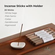 FORLEAF Incense Sticks Agarwood Sandalwood Palo Santo White Sage Incense Holder Fragrance Portable