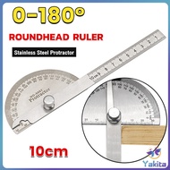 Yaki Stainless Steel Protractor Adjustable Roundhead Ruler 180 Degree Rotary Measuring Rule