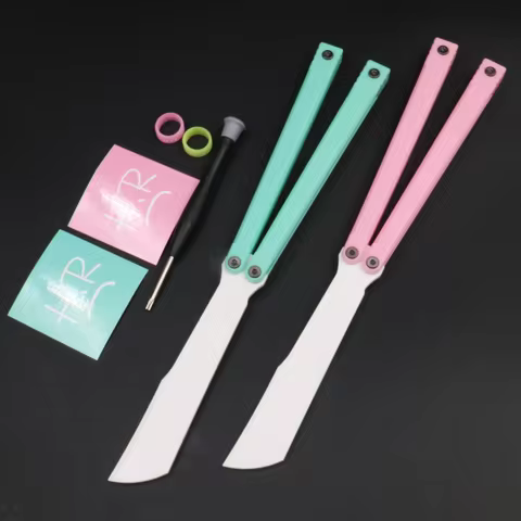 HR DRAGON Practice Plastic Unshaved Folding Pocket EDC Butterfly knife Balisong Trainer