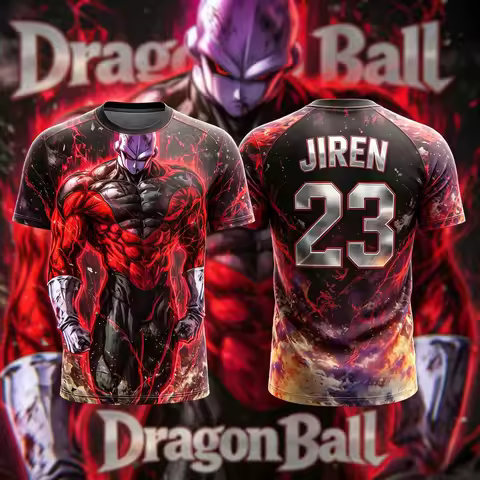 Dragon Ball Jiren No23 Red Energy Vein Print Men Soccer Jersey Quick Dry Anime Fan Breathable Sports