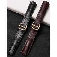 Suitable for Cartier Blue Balloon Watch Strap Genuine Leather Men Women Style Convex Watch Strap Bra
