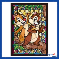 Tenyo 266-Piece Disney Chip & Dale Stained Glass Jigsaw Puzzle with Service Card (Made in Japan)