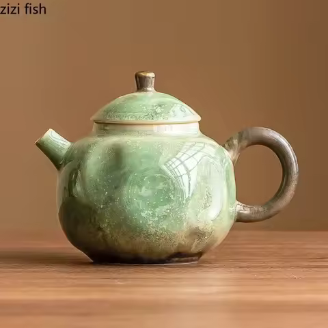 Kiln Changes Green Ceramic Teapot Tea Infuse Tea Kettler Single Pot Filter Pot Afternoon Teas Brewin