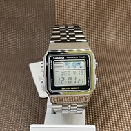 [Original] Casio A500WA-1D Men Silver Stainless Steel Digital Multi Time Watch