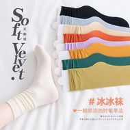 Ultra-Low Bargain Ice Socks Pile Thin Solid Color Women Spring Summer Mid-Tube Velvet Japanese Style