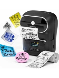 Phomemo M110標籤機,便攜式藍牙熱敏標籤打印機,適用於條碼,地址,標籤,郵寄,文件夾標籤,易於使用,附1捲40×30mm標籤