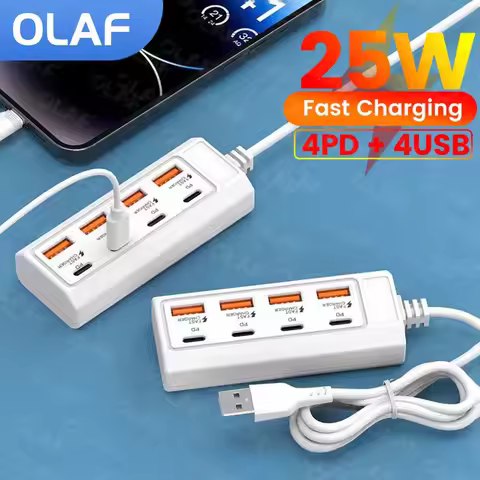 Multiport USB Charger Station 8 in 1 Power Strip Desktop Charging Station USB Electrical Socket Adap