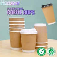 【50pcs】Rippled Cup With Lid(White / Black)Coffee Paper Cup 10oz/14oz/18oz Optional