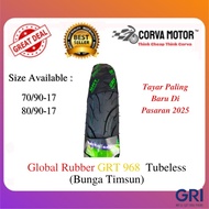 Corva Motor Tayar Motosikal Tubeless Global Rubber GRT 968 70/90-17, 80/90-17 Bunga Timsun Ex5 Lc135