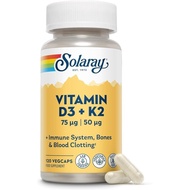 Solaray Vitamin D3 3000 IU and K2 50mcg - 120 Vegetarian Capsules - Vitamin D and K for Immune, & Su