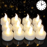 Battery Tea Lights with Timer, 6 Hours on and 18 Hours Off in 24 Hours Cycle Automatically,12 Pack F