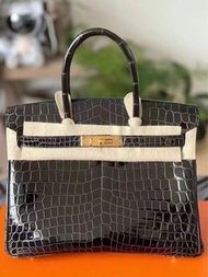 Birkin 30 石墨灰 金扣 亮面鱷魚 D stamp