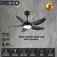 REZO ASTER CEILING FAN 56”/42” DC MOTOR WITH 3 COLOUR LED LIGHT / Kipas Siling