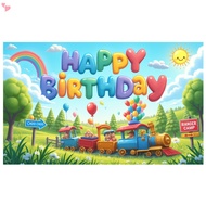 6 x 3.6 ft Train Theme Birthday Banner Train Birthday Decorations Chugga Chugga Party Backdrop for K