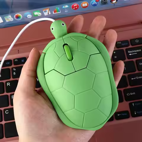 1200DPI Green Turtle Wired Mouse Green Turtle Shape 3.6 Feet Cable Turtle Wired Mouse 3.6inch Button