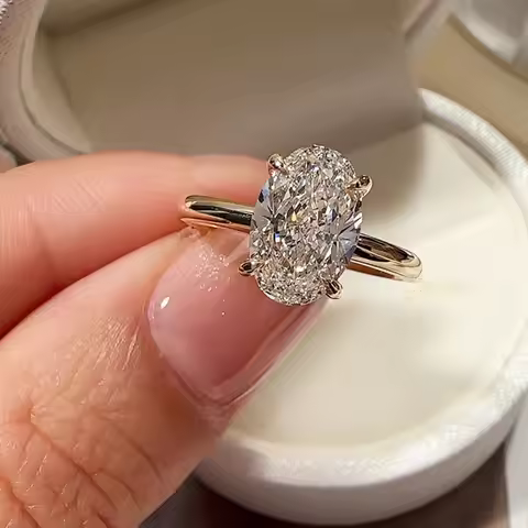 5 Carat Oval Cut IGI Certificate Lab Grown With IGI Diamond Ring 9K/14K Yellow Gold Eternity Ring Fo