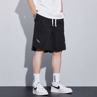 冰絲短褲男 夏季薄款速乾運動褲 沙灘褲 透氣休閒中褲- 黑色 M