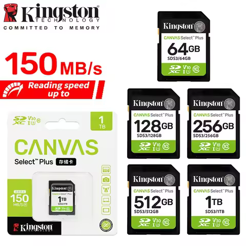 Kingston Canvas Select Plus SD Memory Card For Full HD 1080p Video Cameras V10 U1 64GB 128GB 256GB V