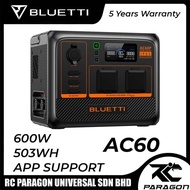 BLUETTI AC60P Portable Power Station 504Wh LiFePO4 Battery Surge AC Solar Generator (600W/1200W)