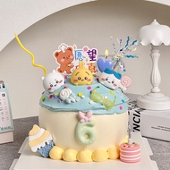 Children's birthday cake decoration cartoon Gieka wow head ornament cute cake baking outfit