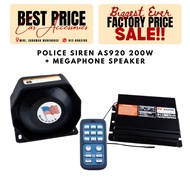 Police Siren AS920 200W Waterproof Siren Horn Wireless Remote + Megaphone Speaker