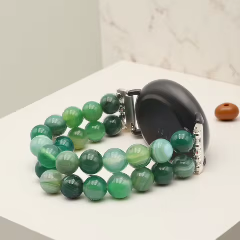 20mm Wristband Watch Strap Handmade Elastic Agate Beads Bracelet for Galaxy Watch 5 Pro /Samsung Gal