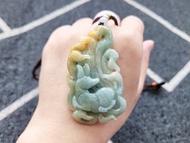 親翠 天然瓜地馬拉翡翠 冰湖水綠帶黃4.5級陽狐九尾狐調整式繩鏈