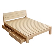 NiftyRin Shop เตียงไม้แท้ ไม้สนขนาด 6ฟุต 5ฟุต 3.5ฟุต เตียงไม้noลิ้นชัก 3.5ฟุต