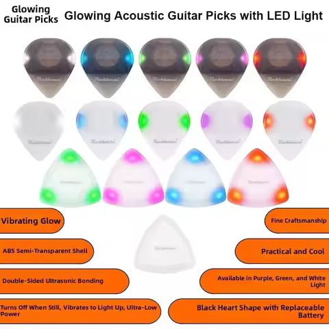 ABS Glowing Acoustic Guitar Picks Multicolors with LED Light Touch Luminous Electric Guitar Bass 4.1
