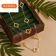 gold 916 original malaysia Hollow out Clover Bracelet Necklace Set
