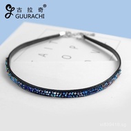 Women's Neck Accessories Korean and Japanese Style Short choker Choker Collarbone Chain Black Leathe