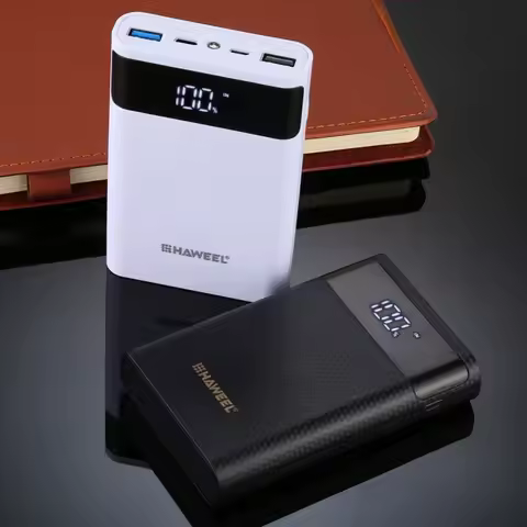 HAWEEL Power Bank Box Support 4 x 18650 Battery (Not Included), Dual-way QC Fast Charger Box with 2x
